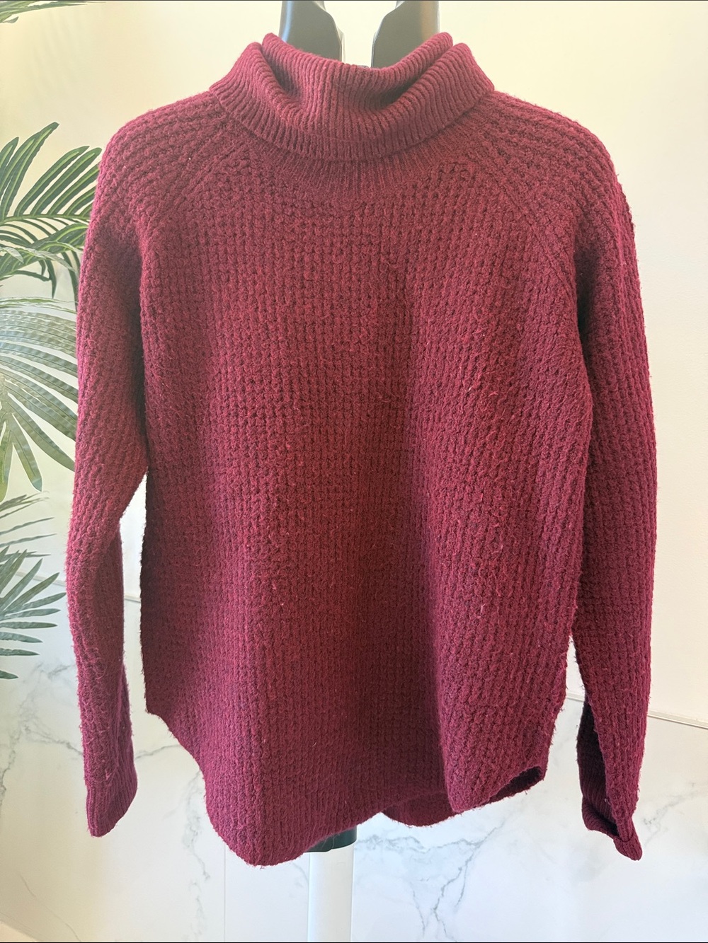 KÜHL Sienna Soft Chunky Knit Cowl Neck Sweater - Burgundy / Maroon